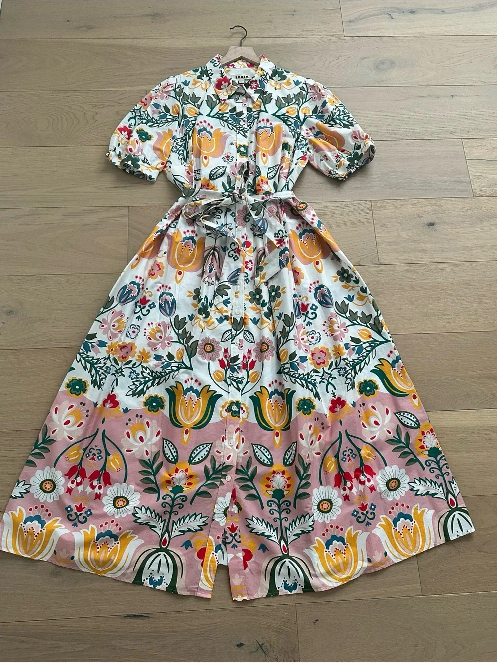 Boden Alexa Maxi Shirt Dress in Ivory Tulip Fusion. Size 16/18 - Picture 3 of 14